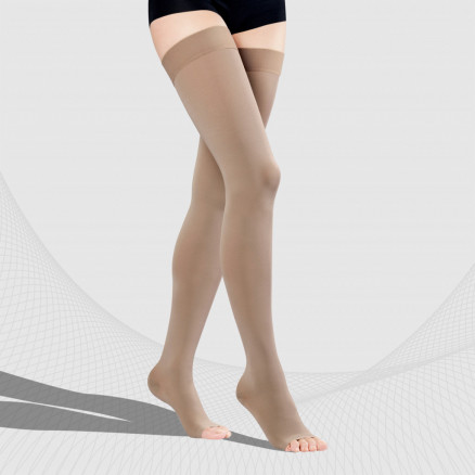 Elastic medical compression thigh stockings without toecap, unisex.Soft